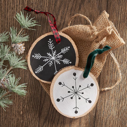 Snowflake Wood Disc Ornament